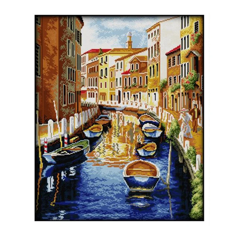 

Venice Water City Counted Cross Stitch Kit DIY Scenery Pattern Aida 11CT Canvas Printed Fabric Needlework Embroidery Set