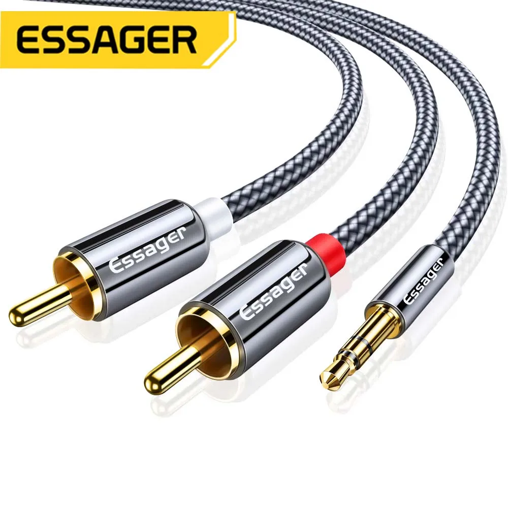 Кабель Essager RCA HiFi стерео 2RCA на 3 5 мм аудиокабель AUX Jack Y-образный сплиттер для