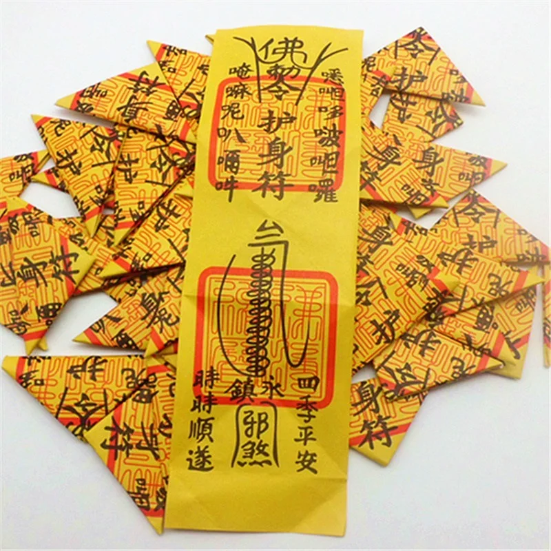 

50pcs Feng Shui Pray For Peace Buddhist Amulet Home Decoration Accessories Religious Paper Plastic Periapt Folk Apotropaic Art