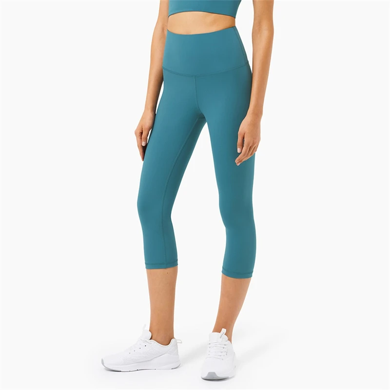 

Solid Color Gym Yoga Leggings Women High Waist Fitness Sports Pants Push Up Tights Comprehensive Training Workout Cropped