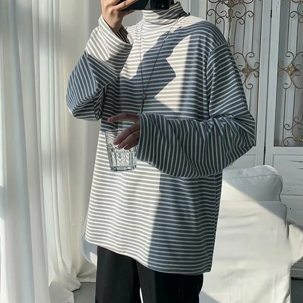 

Loose Stylish Anti-pilling Autumn Shirt Friendly to Skin Tops Stripe Print for Winter
