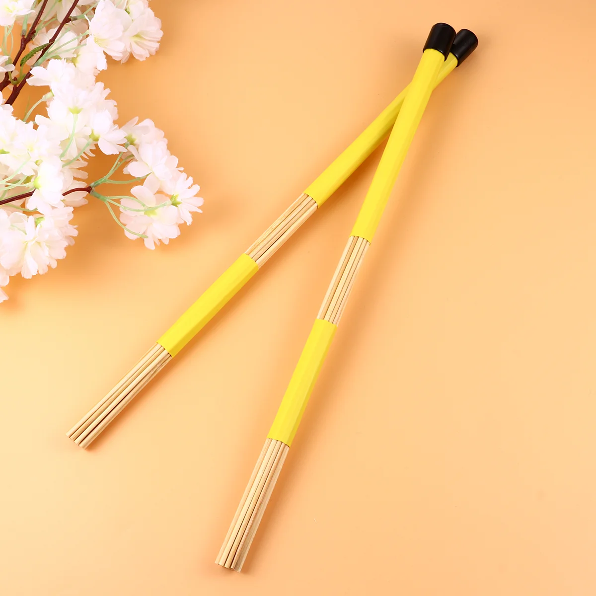 

1 Pair Wooden Rod Frame Drum Brushes Sticks Replacement for Jazz Folk Music (Yellow) Drums accessories