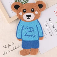 high end woven water soluble embroidery cartoon bear large patch diy decorative accessories sew on denim jacket fashion stickers