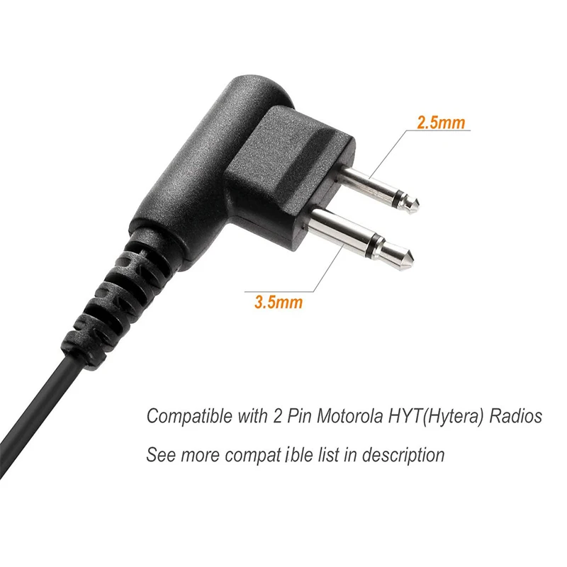 2 Pin Walkie Talkie Earpiece Headset with PTT Mic Compatible with Motorola CP200 CP200D CLS1110 CLS1410 CLS1450 GP300 GP308