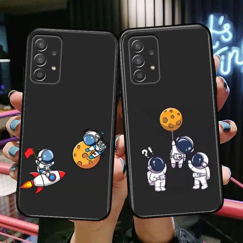 

Space Astronaut Phone Case Hull For Samsung Galaxy A70 A50 A51 A71 A52 A40 A30 A31 A90 A20E 5G a20s Black Shell Art Cell Cove