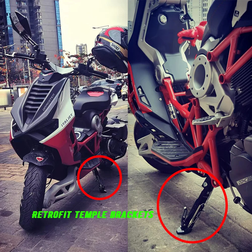

Motorcycle Support Side Stand Durable For Italjet Dragster 200 2021-2022 Adjustable CNC