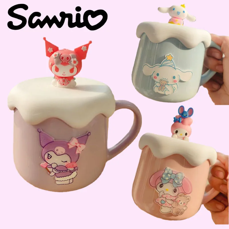 Cartoon Sanrio Kuromi My Melody Cinnamonroll Mug Ceramic Cute Beauty Holiday Gift Milk Breakfast Oatmeal Cup Home Office