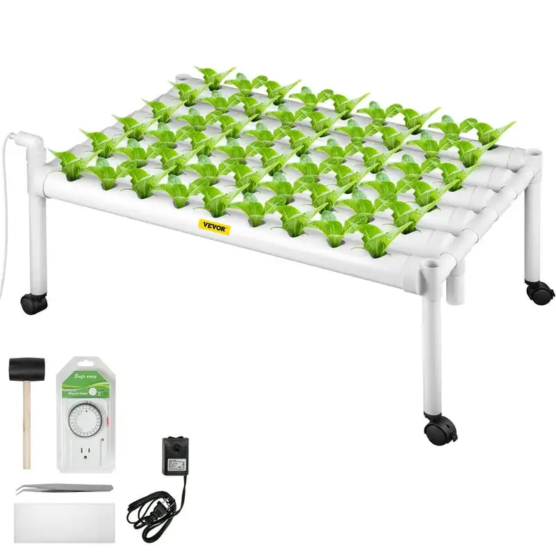 

Site Grow Kit 1 Layer 54 Plant Sites, 6 PVC Pipes Hydroponic Indoor Plant Growing System, Food-Grade Pipe Plant Grow Kit with Wa