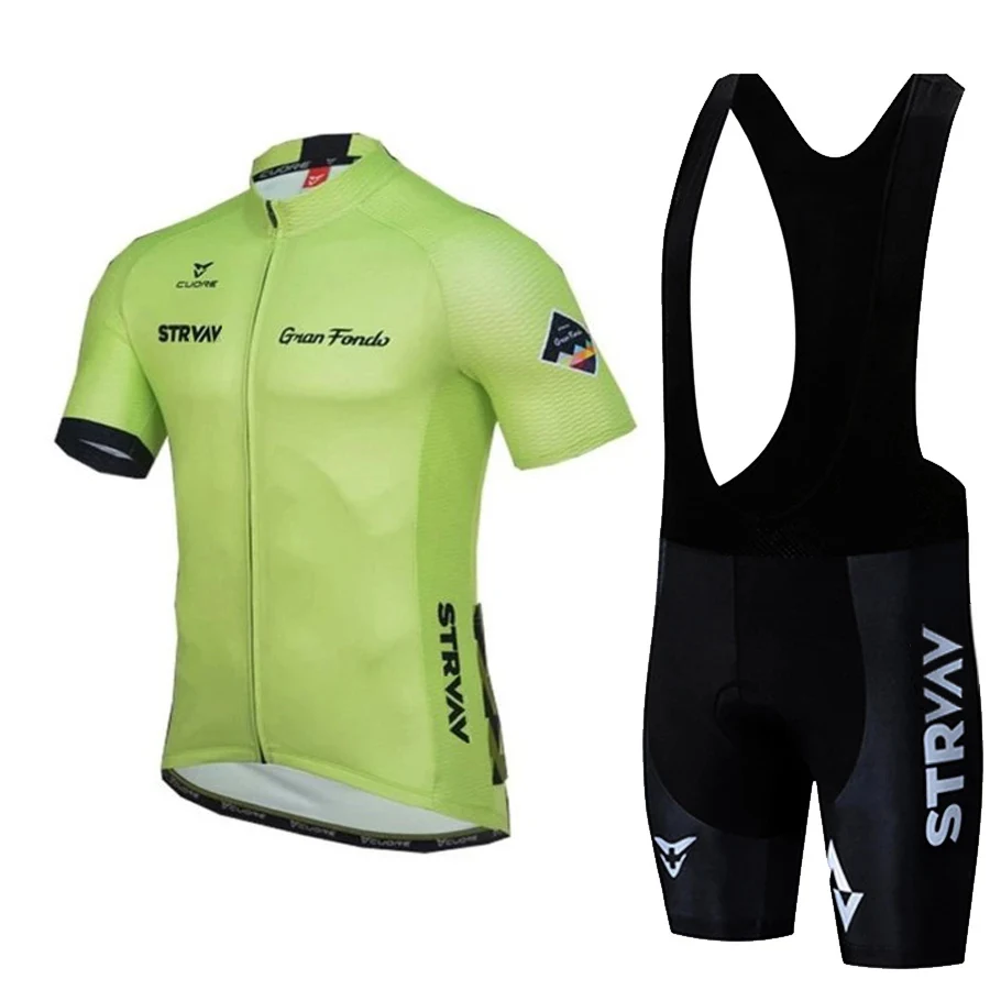 

2022 Men's Cycling Jersey Summer Short Sleeve Set STRVAV Maillot 19D Bib Shorts Bicycle Clothes Sportwear Shirt Clothing Suit