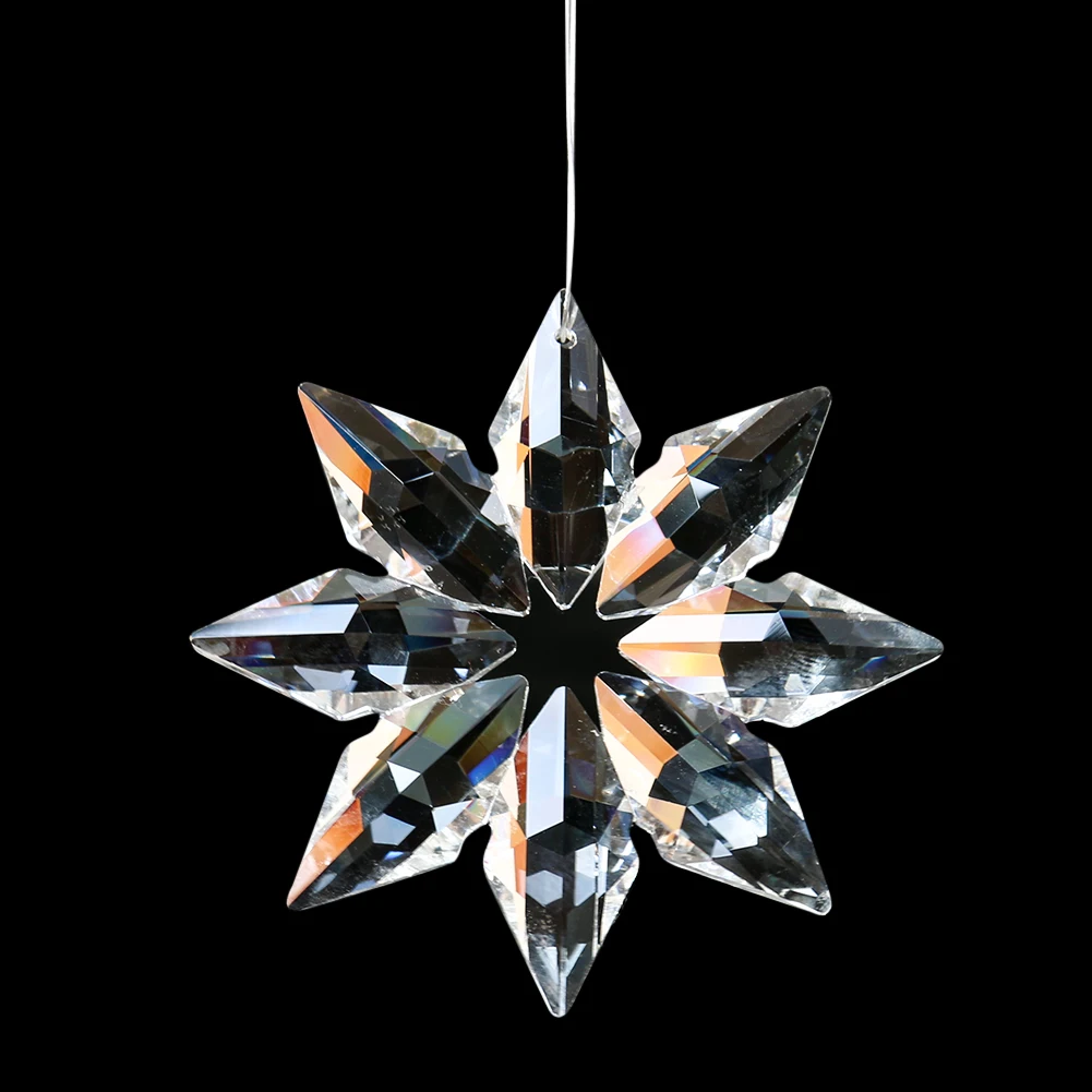 

Clear Snowflake Crystal Car Pendant Sun Catcher Prisms Hanging Ornaments DIY Rear View Mirror Auto Decor Outdoor Decoration Gift