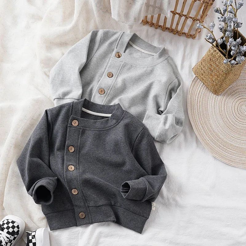 

2022 Autumn New Children's Baby Cotton Long Sleeve Top Coat Boys Baby Buckle Cardigan