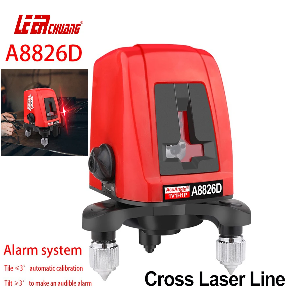 Leerchuang Nível do Laser Linhas de Nível do Laser Auto Nivelamento do Laser do Feixe Vermelho Horizontal Vertical Cruz-linha Nível da Ferramenta de Construção