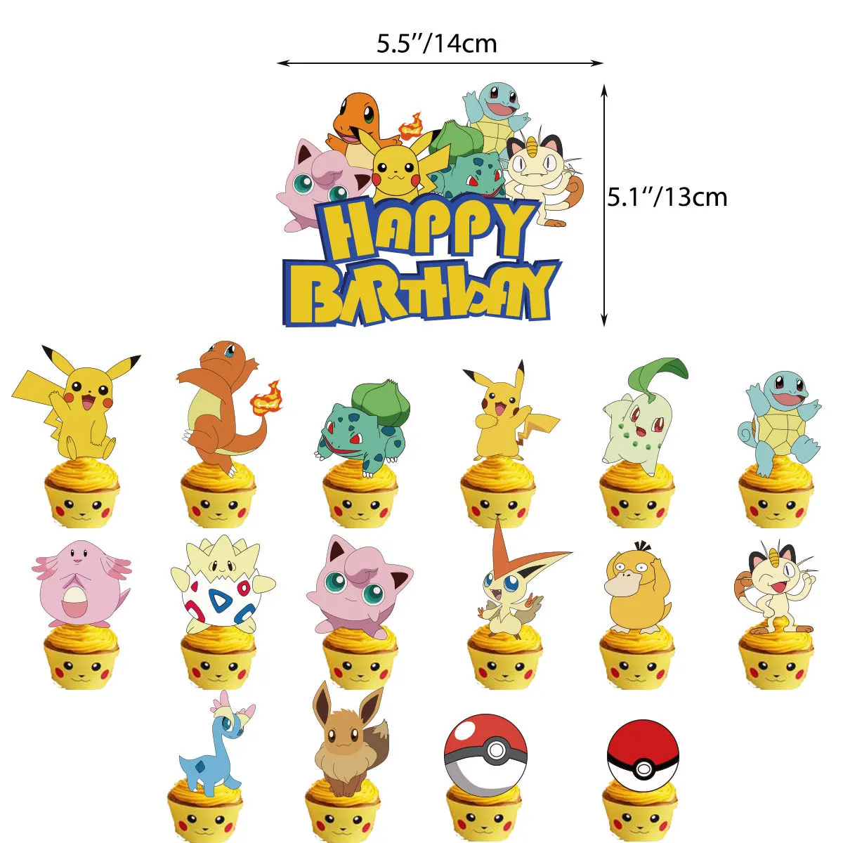 

Children Birthday Party Pokemon Anime Theme Pikachu Kids Party Decoration Balloons Set Cartoon Pull Flag Balloons Party Decor