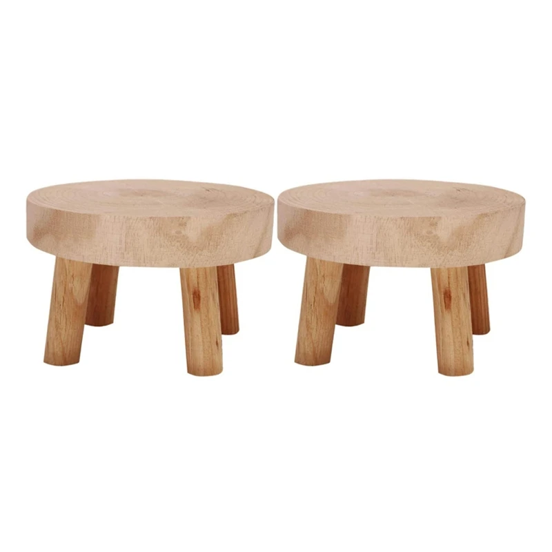

2X Mini Wooden Bench Stand, Plant Stand, Flower Pot Stand, Pot Stand, Support Indoor Natural Wood Color S & L
