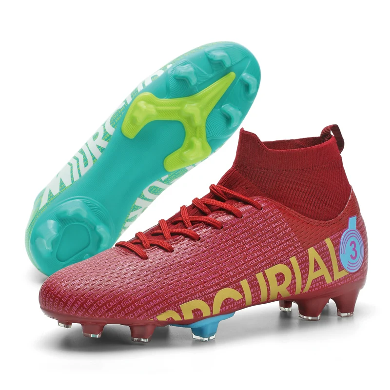 Soccer Shoes Society Professional High Ankle Childrens Athletic Grass Training FG/TF Soccer Cleats Spring Football Boots for Men