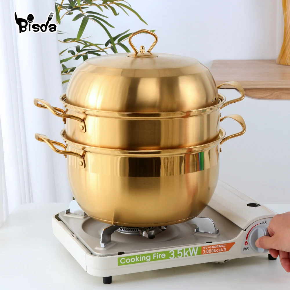 

3 Layers Steamer Pot Stainless Steel Dumpling Vegetable Egg Soup Dim Sum BoilerCooking Pots for Gas Stove Cucina Cookware Tools