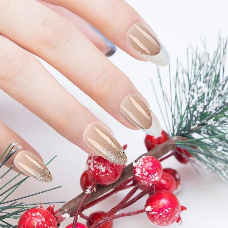 Сверкающая наклейка с полным покрытием на ногтях белый французский кончик