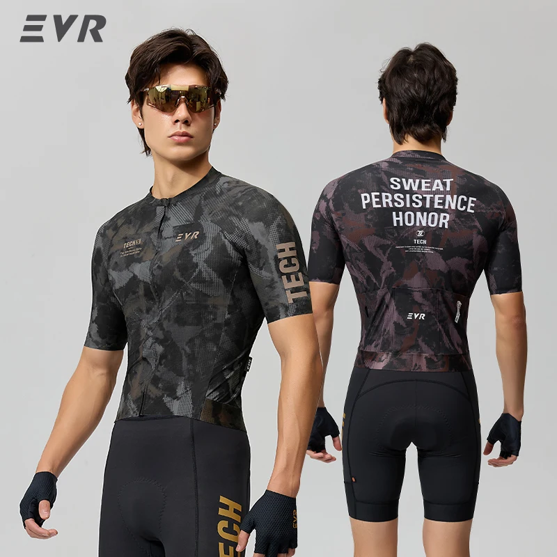 Фото Летняя мужская велосипедная майка EVR Pro с коротким рукавом, быстросохнущая, дышащая, для шоссейного велоспорта, с 3D-кроем, для активного отдыха и MTB №1