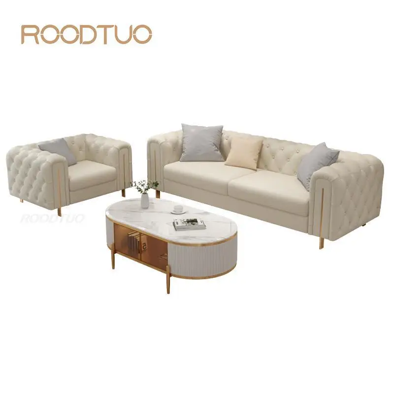 

Italian Light Luxury Sectional Sofa Minimalist Living Room Furniture Modern Technology Cloth Leather Couch Combination