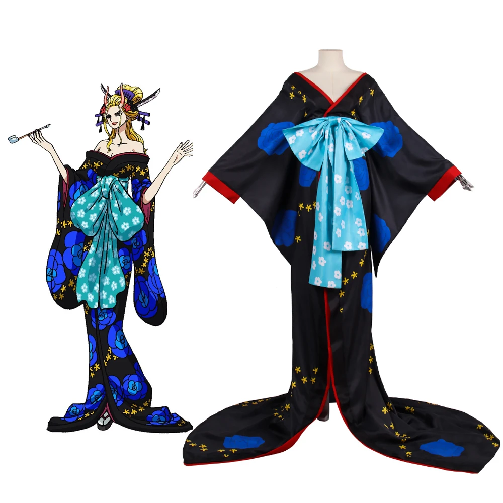 

Anime One Plece Black Maria Kimono Cosplay Costume Custom Made Any Size Women Outfit for Halloween Party Custom Made