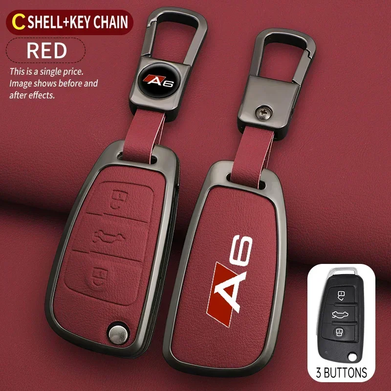 

Для AUDI A6 S6 RS6 C5 C6 C7 4F S line кожаный чехол для ключей из цинкового сплава, защитный брелок для ключей, сумка, автомобильные аксессуары