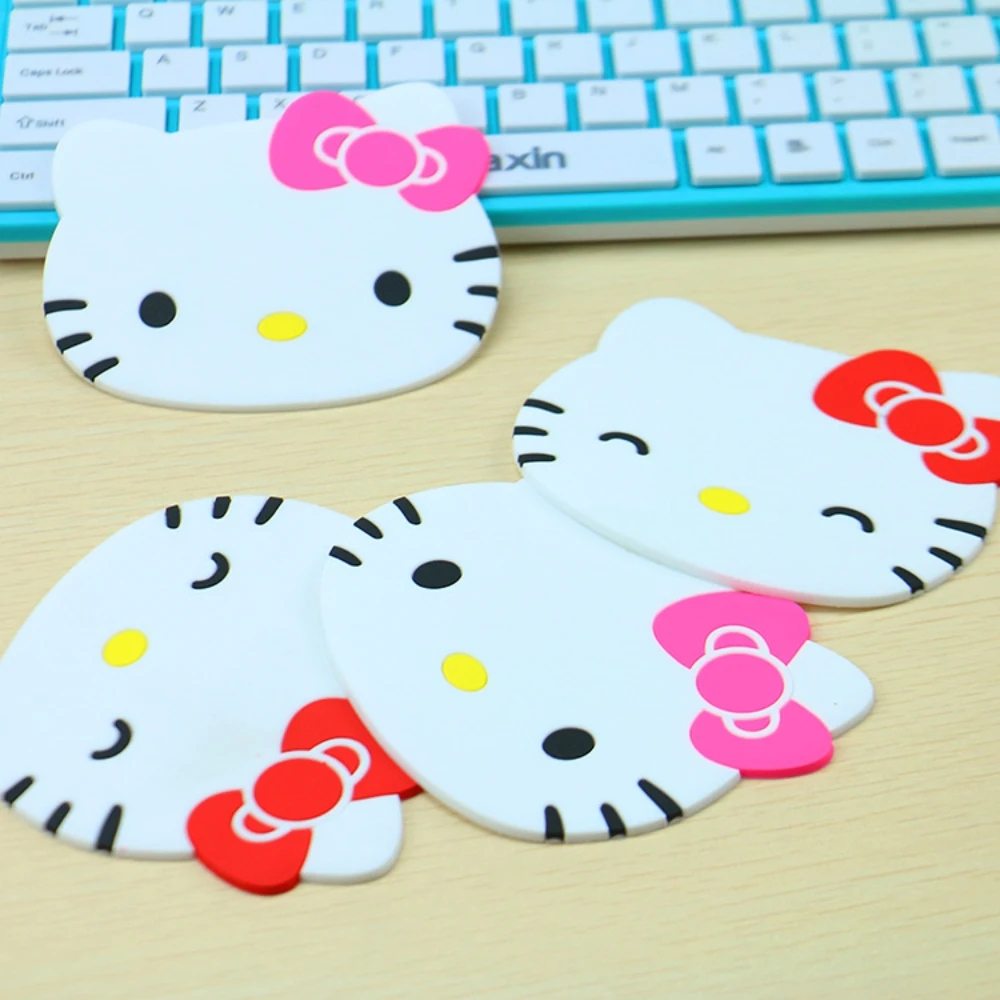 

Sanrio Tea Cup Mat Cute Hello Kitty Cartoon Pattern Coaster Anti-Scalding Non-Slip Mat Silicone Simple Thermal Insulation Pad