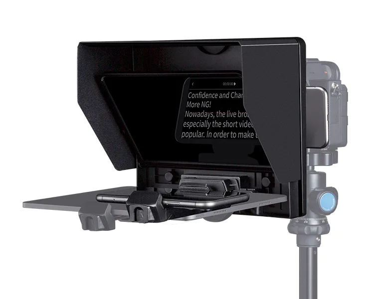 

Portable 10 inch Folding Teleprompter supports 11" Smartphone/Tablet Prompting Smartphone DSLR Shootins with Remote Control