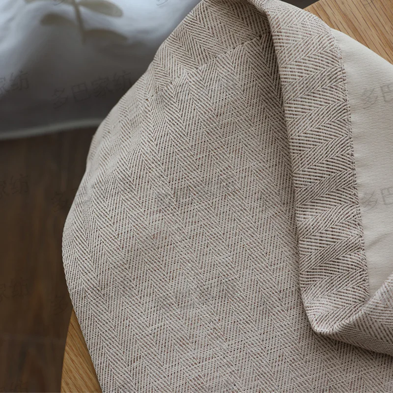 

Simple modern thickening blackout Nordic herringbone linen twill linen gray curtains and screens wholesale