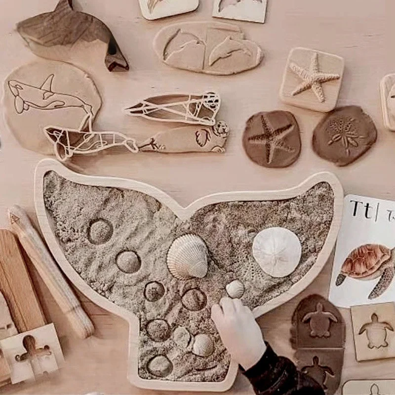 

Montessori Australian Log Unpainted Manual Digital Counting Sorting Tray Open Material Description Classification Teaching Aids