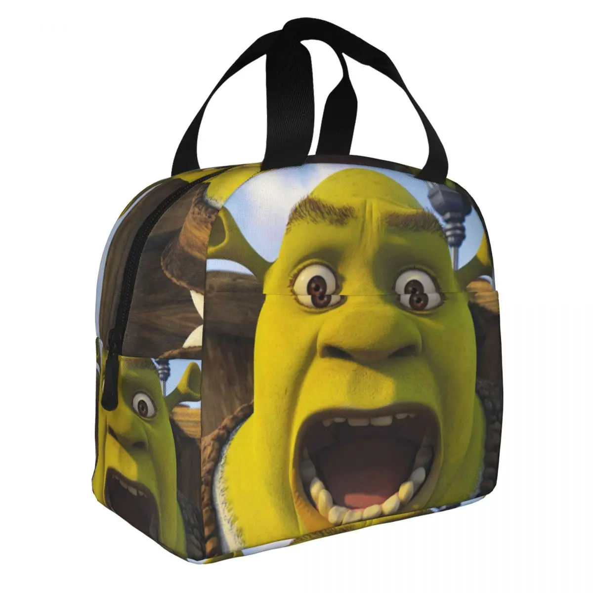 

Shrek The Third Lunch Bento Bags Portable Aluminum Foil thickened Thermal Cloth Lunch Bag for Women Men Boy