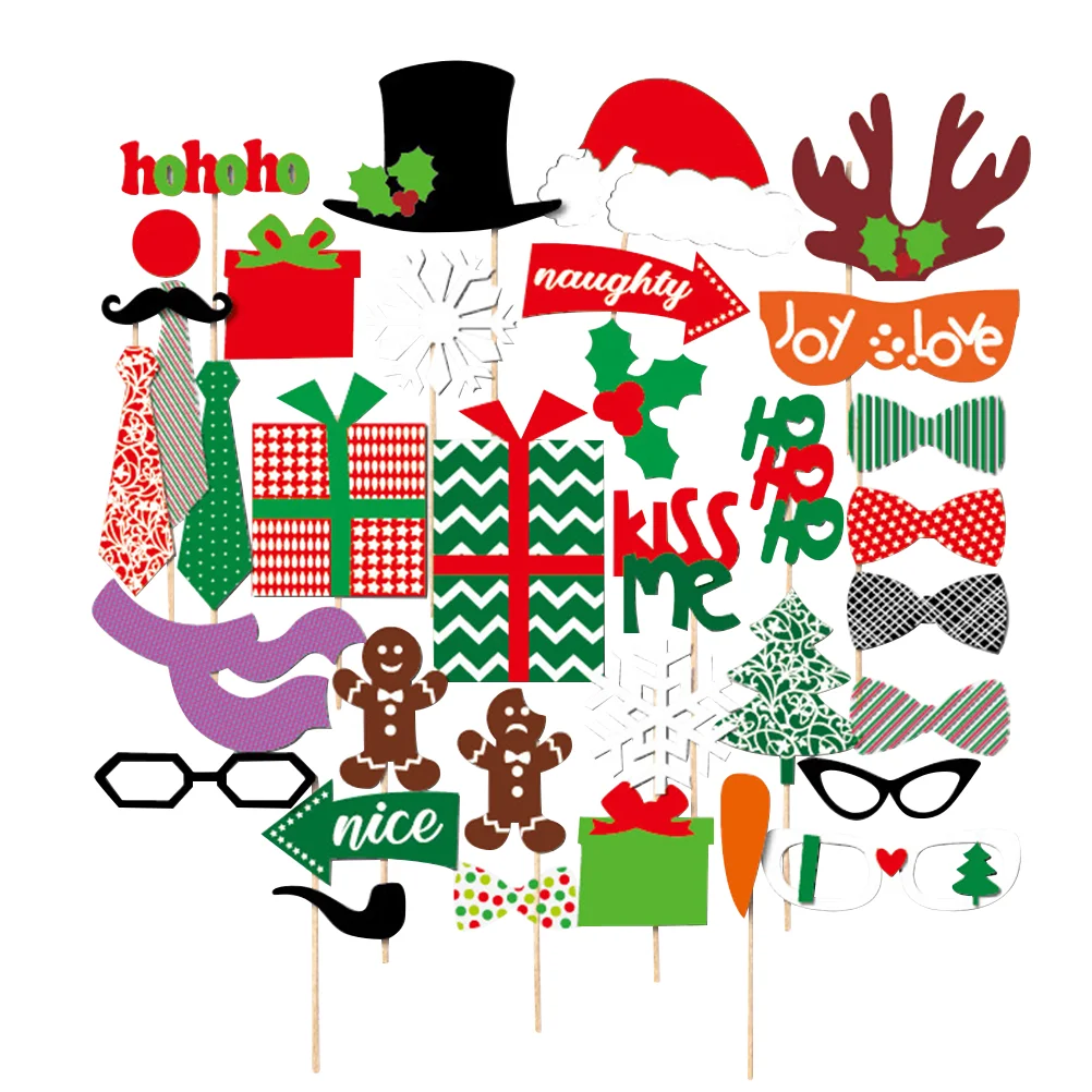 

Photo Christmas Propsbooth Games Prop Holiday Party Tree Decor Snowman Backdrop Reindeer Santa Decoration Picture Supplies