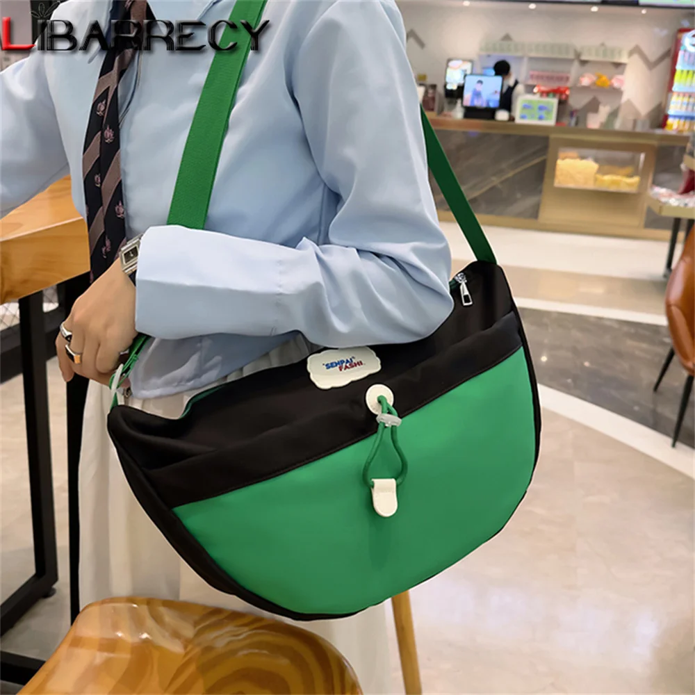 

Сумка на плечо Женская большого объема, модный мессенджер из высококачественного нейлона со вставками, модный саквояж для студентов