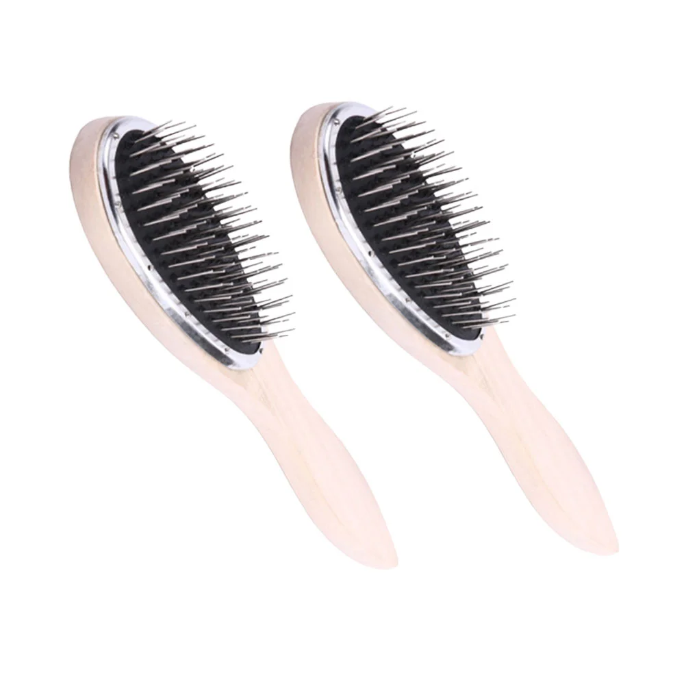

Hair Brush Comb Steel Massaginghead Growth Improve Handle Woodcare Metal Women Static Anti Detangler Paddle Styling
