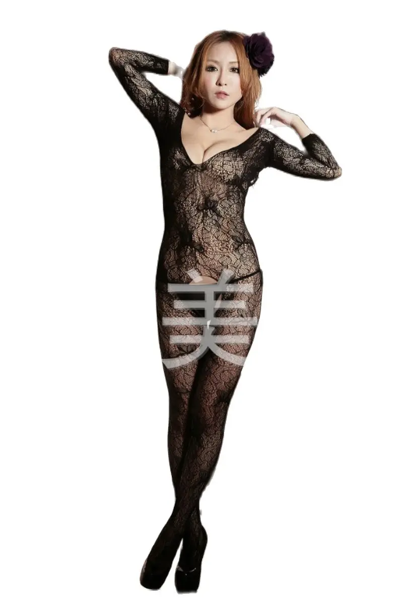 

CandyCherries Sex Gifts Black Sling Netting Women Sexy Fishnet Body Stocking Conjoined BabyDoll Costumes Intimates Bodysuit 091C