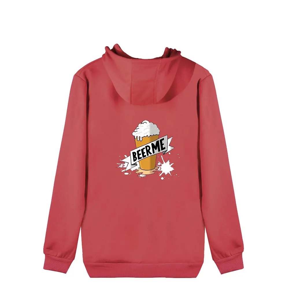 

Lianshuo 2022 Zipper Hooded Sweater Spring and Autumn Women's Sweater Printing Street Casual Cute Cartoon Beer Illustration