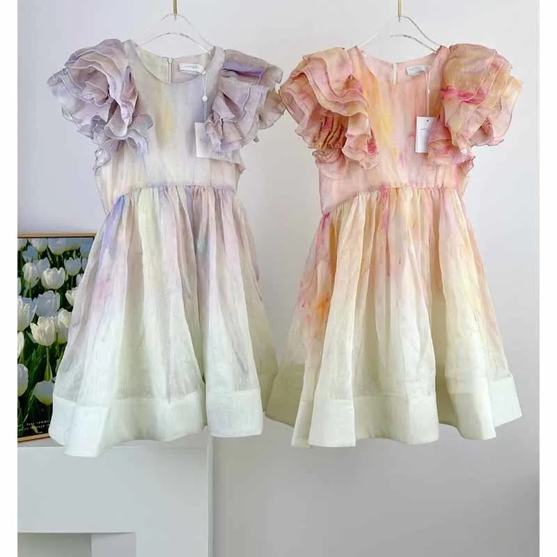 

Женское плиссированное платье мини, элегантное модельное платье из хлопка и шелка с принтом, оборками и высокой талией, лето 2022