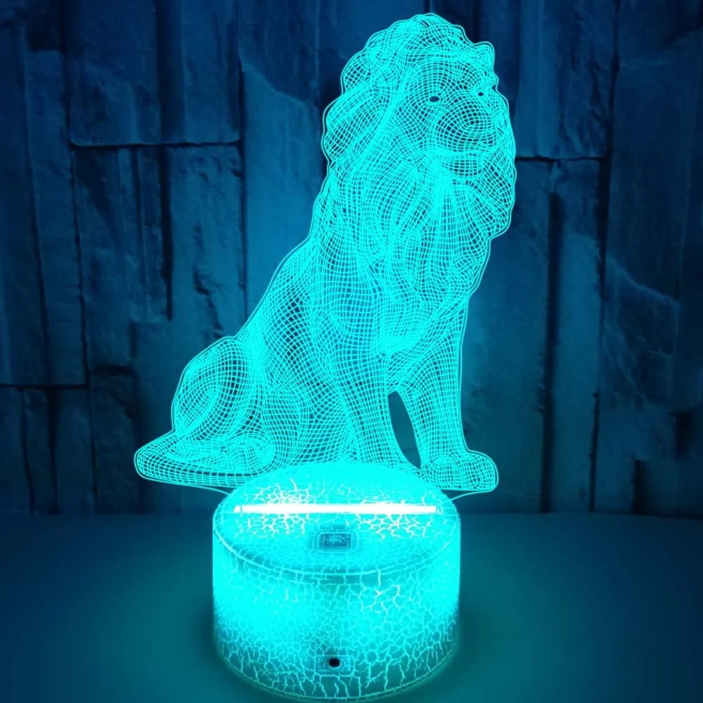 Nighdn Lion 3D Lamp Creative Desktop Bedroom Night Light LED Acrylic Remote Control Table Lamp Birthday Xmas Gifts Room Decor