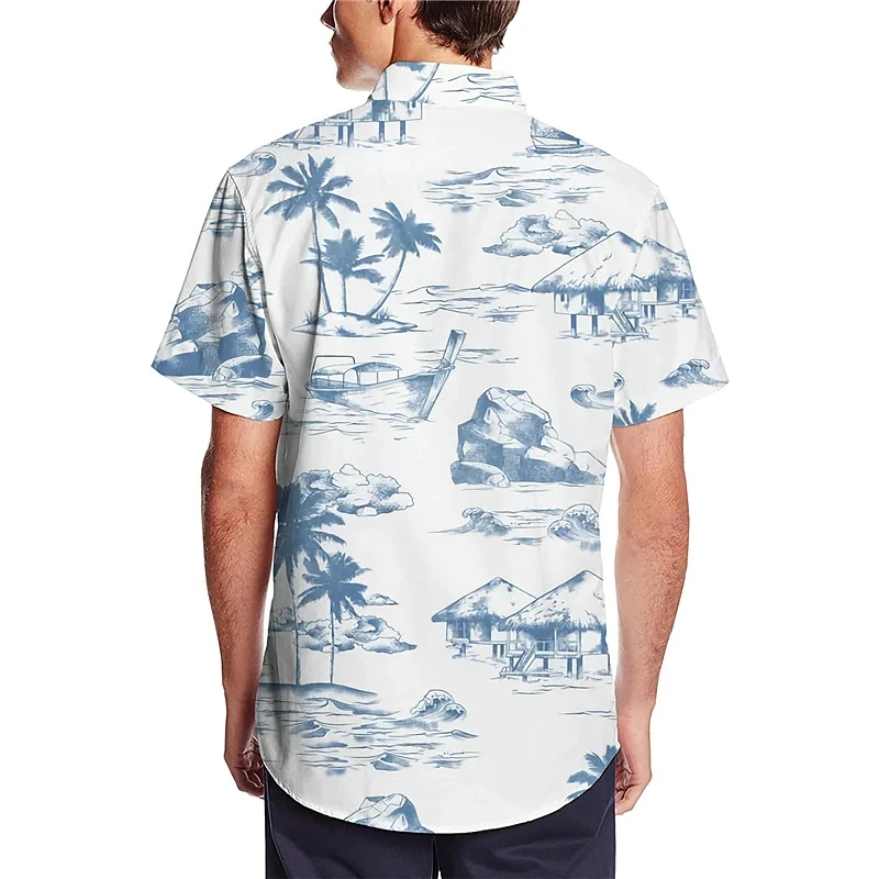 

Men's Shirt Graphic Shirt Aloha Shirt Coconut Tree Turndown 3D Print Outdoor Street Short Sleeves Button-Down Print Clothing A