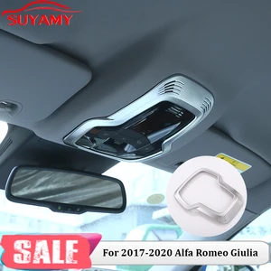 ABS Chrome Silver Car Roof Reading Light Trim Frame Cover For 2017-2020 Alfa Romeo Giulia Auto Interior Accessories