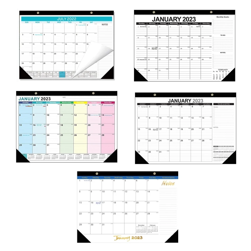 

English Wall Calendar with Lined Blocks Yearly Planner Overview for Student Gift Dropship