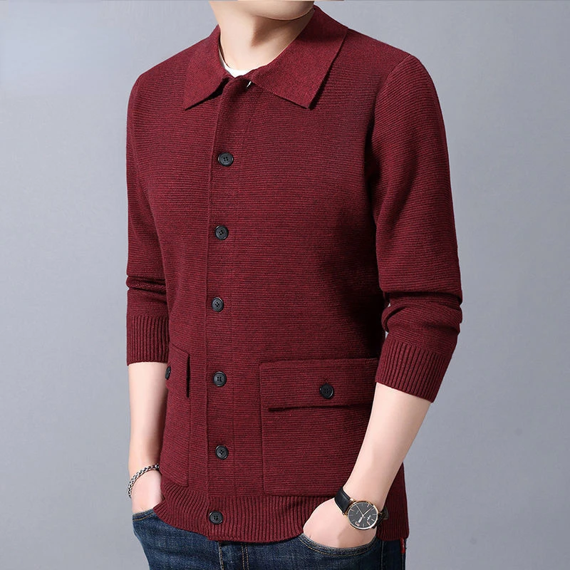 Men's Spring and Autumn Trend Knitted Cardigan Sweater Korean Knitted Coat Casual Exterior Jacket Men's Wear
