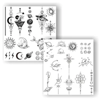 disposable fake tattoo simple small fresh black and white sun moon and stars pattern temporary tattoo stickers