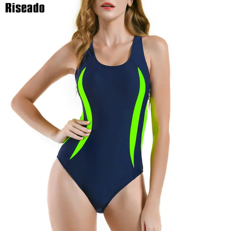 

Riseado Sports Swimsuit One Piece for Women Competitive Swimwear Racerback Women's Bodysuit 2022 Patchwork Swimming Suit Summer