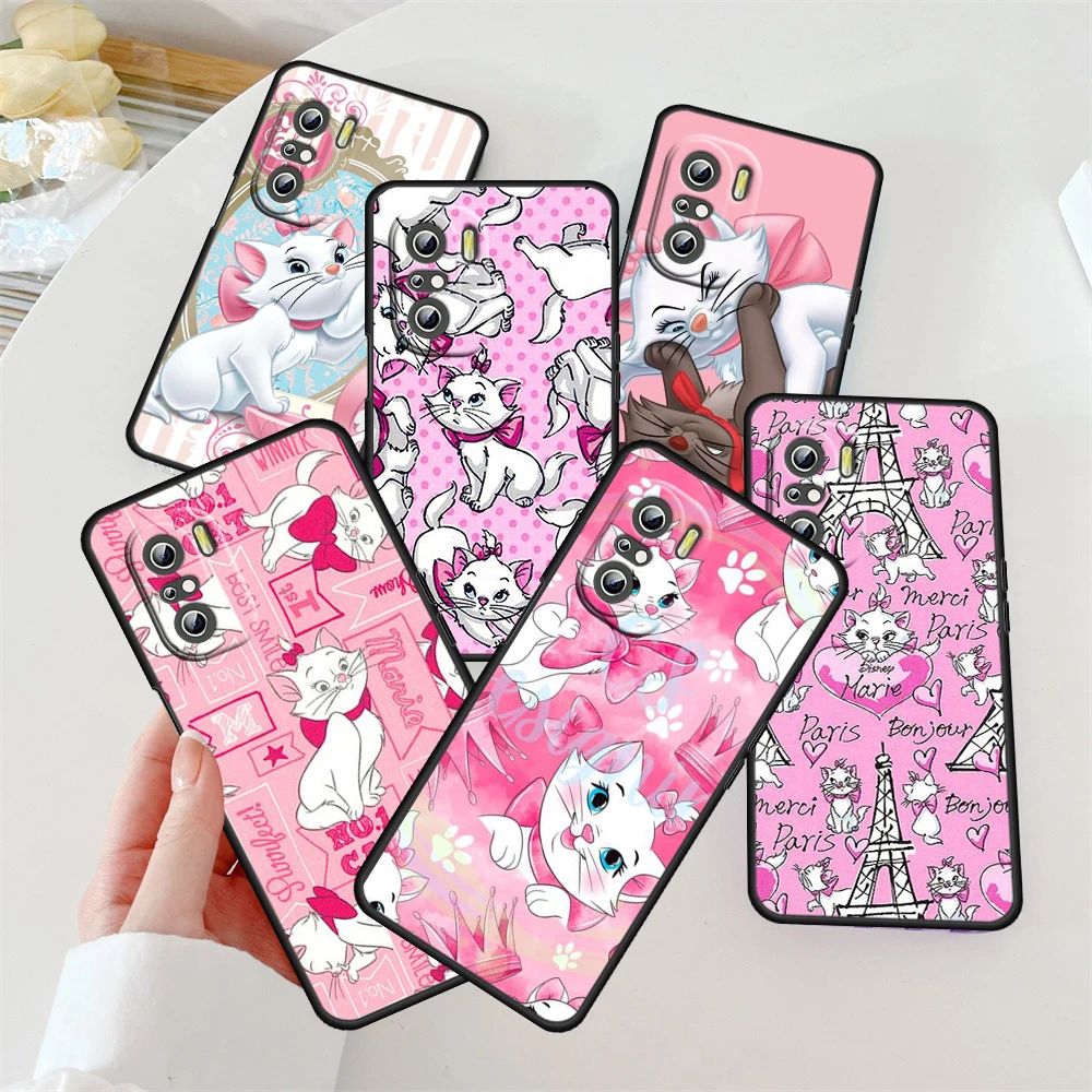 

Disney Mary Cat Cute For Redmi K60 K50 K40 K30 K20 Go S2 8A 7A 6Pro 5 Plus 5G Silicone Soft Black Phone Case
