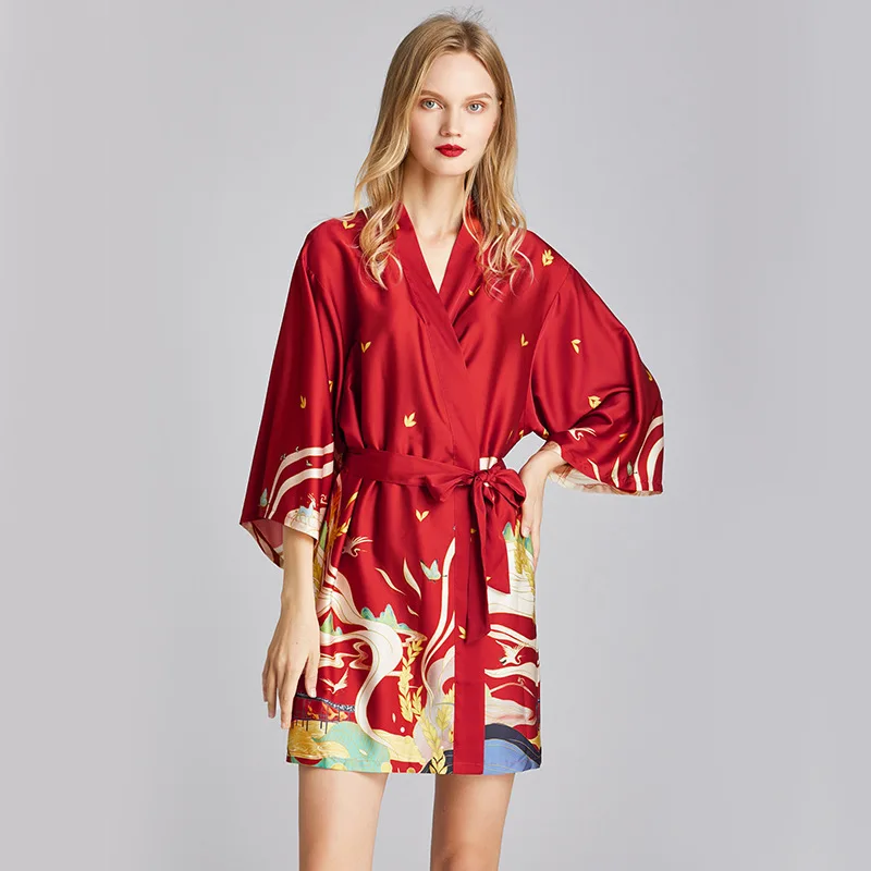 Robe Night Dress Women Silk Satin Mariage Light Covering Robes Sleepwear Bathrobes Kimono Bridesmaid Gift Vestidos Robe Pijamas