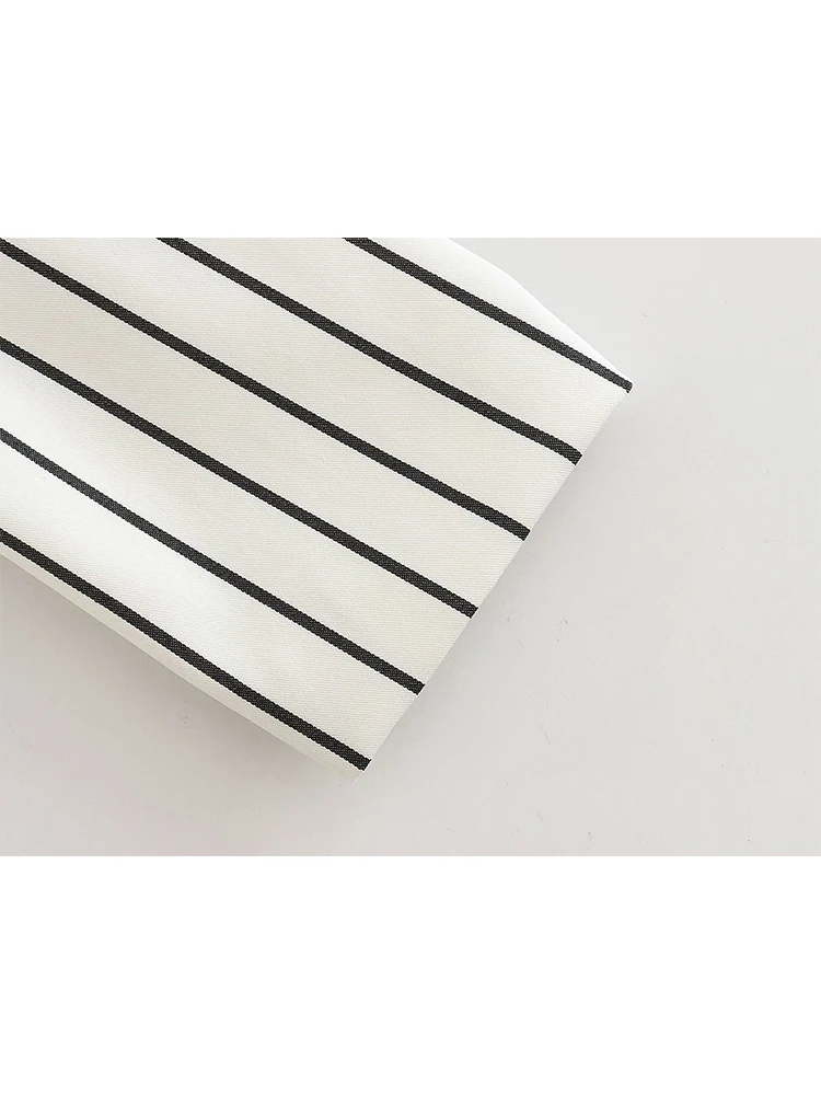 GJXSDNX Fashion Striped Blazer Suits For Women 2023 Spring Causal Pockets Office Lady Coat Zipper High Waist Straight Pants