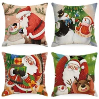 45cm cartoon christmas pillowcase santa elk snowman cushion cover merry christma decor for home bed sofa noel car decorative