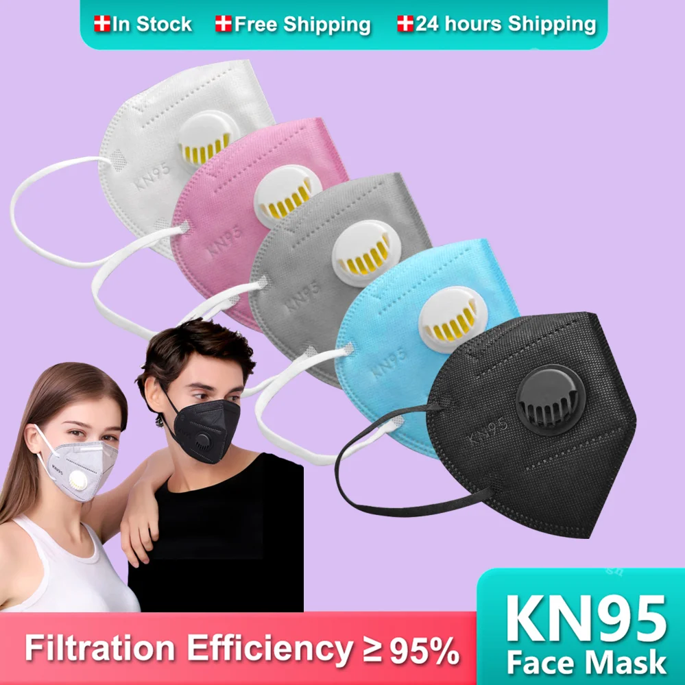 

Adult KN95 Masks Approved With Breathing Valve 5 Layers Filter Mascarillas FFP2 Negras Protective ffp2mask Face Mask fpp2