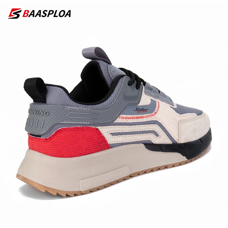 Baasploa Men's Walking Shoes Casual Breathable Sneakers Lace-up Comfortable Sport Shoes Non-Slip Wear-Resistant Men's Shoes