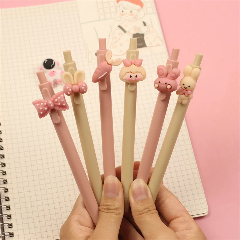 

3PCS Cartoon Cute Rabbit Pen Student Exam Cut Pens Cheep Kawaii Stationery School Supplies